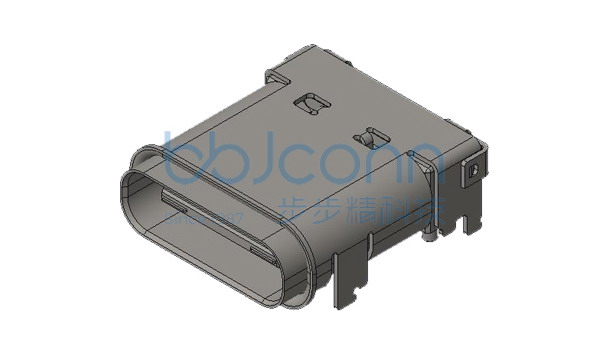 TYPE-C 24P 防水母座 板上四脚插 带柱 前插后贴 端子SMT+DIP L=10.65 CH=1.75 IPX7