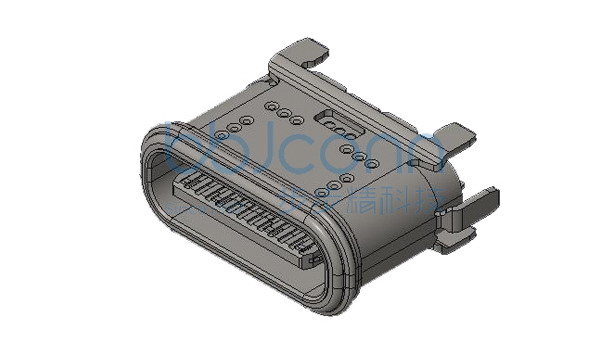 TYPE-C 16P 母座 直立式 六脚插 H=6.50 端子SMT 防水IPX8 编带