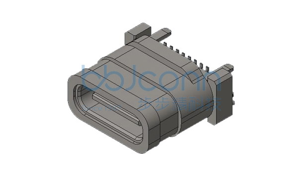 TYPE-C 16P 防水母座 直立式 H=10.0 四脚插 带柱 端子SMT 带盖 盐雾48H IPx7