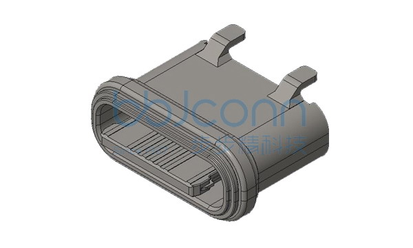 TYPE-C 16P 防水母座 立贴 四脚插 端子SMT H=6.8 U型粉末金外壳 IP-X7 编带
