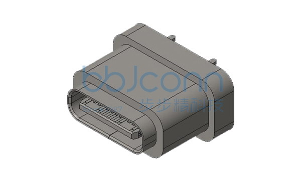 TYPE-C 24P 防水母座 直立式 四脚插 带柱 端子SMT H=9.30 IPX7 编带
