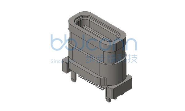 TYPE-C 24P 防水母座 直立式加宽 SMT 四脚插 脚长1.3 带柱 H=10.0 IPX8 方形防水圈 编带