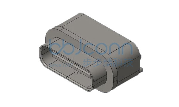 TYPE-C 6P 防水母座 直立式 两脚DIP 端子SMT H=6.8 带中夹片 不锈钢外壳 带柱 IPX7 带防水圈 编带