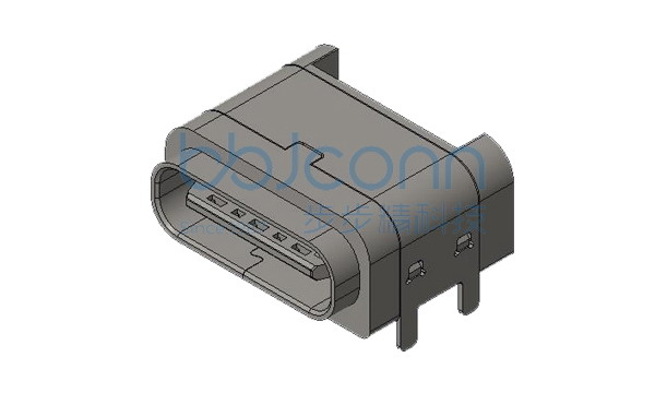 TYPE-C 6P 防水母座 四脚插 带柱 L=8.20 CH=2.35 端子SMT IPX7 带防水圈 (点胶)