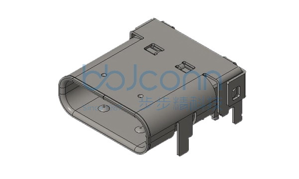 U4 40G速率 TYPE-C 24PIN 母座 双壳 板上四脚插 带柱 脚长1.2 端子SMT+DIP L=10.0 CH=1.80 编带