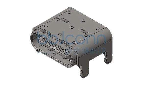 U4 40G速率 TYPE-C 24P 母座 有后盖双壳 SMT 板上四脚插带柱 外壳脚长2.20 L=8.27 CH1.57