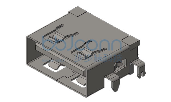 USB 2.0 AF 短体 L=11.05 沉板1.9 端子SMT 平口 LCP黑胶 铁壳 光面 (小米) (自编)