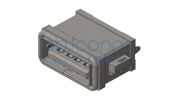USB 2.0 180度防水母座 H=11.30 平口 不锈钢壳 PA10T黑胶 侧边带焊片 IPX8（EZ-USBA-1196）