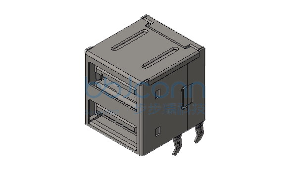 USB 2.0 AF 90度 双层 L=16.90 全包 弯脚 平口 PBT黑胶 铁壳