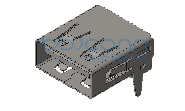 USB 2.0 AF 90度 L=14.0 H=6.30 后两脚插 一型直脚 端子DIP 无后盖 平口 PBT白胶 铜壳
