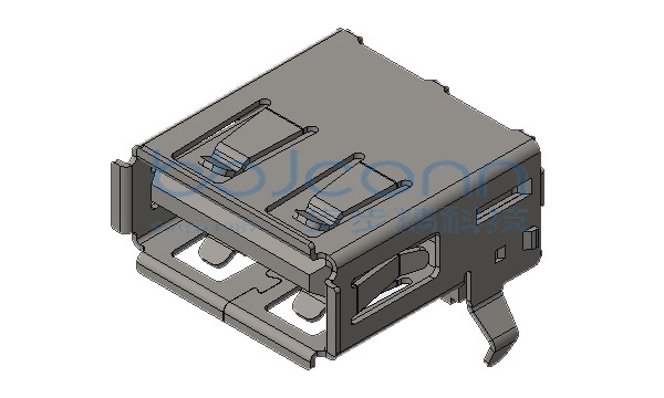 USB 2.0 AF 90度 L=14.05 H=6.96 后两脚插 弯脚 端子DIP 卷边 LCP黑色 铜壳 端子镀金30U