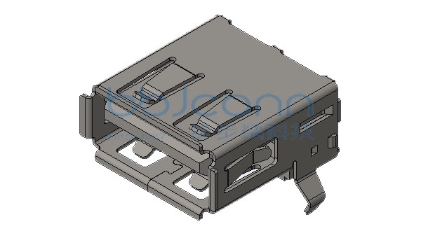 USB 2.0 AF 90度 L=14.05 H=6.96 后两脚插 弯脚 端子镀金30u DIP 卷边 PBT黑胶 铜壳