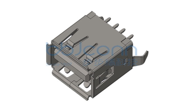 USB 2.0 AF 180度 两脚插 弯脚 H=13.0 端子DIP 卷边 PBT白胶 铜壳 盒装