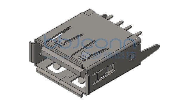 USB 2.0 AF 180度 H=13.70 直脚直插 端子DIP 卷边 LCP黑胶 铁壳
