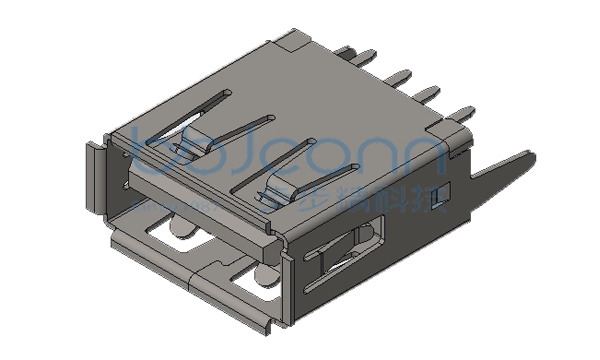 USB 2.0 AF 180度 H=13.70 直脚直插 端子DIP 卷边 LCP本色 铜壳