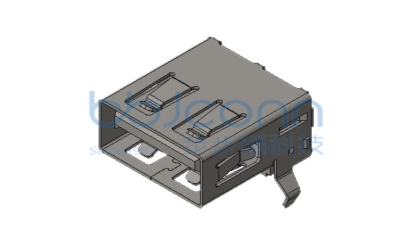 USB 2.0 AF 90度 L=14.03 H=6.96 后两脚插弯脚 端子DIP 平口 PBT黑胶 铜壳
