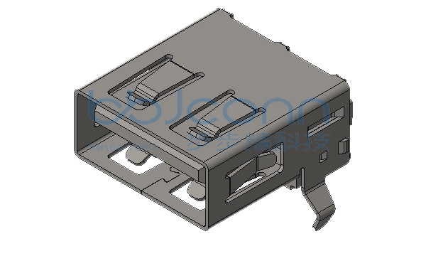 USB 2.0 AF 90度 L=14.03 H=6.96 后两脚插弯脚 端子DIP 平口 LCP本色 铜壳