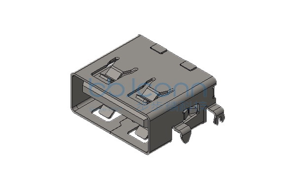 USB 2.0 AF 90度 四脚插 沉板1.90 L=11.00 H=5.70 端子SMT 平口 LCP本色 铁壳