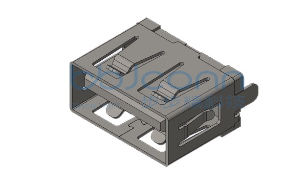 USB 2.0 AF 180度 H=10.00 两脚直插 端子SMT 平口 LCP黑胶 铜壳 端子镀金30u
