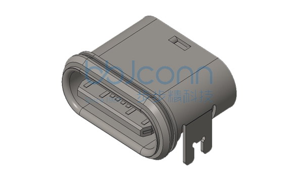 TYPE-C 16P 母座 板上四脚DIP 端子SMT 舌片外露0.08 L=7.45 CH=1.86 IPX7 带O型防水圈 编带