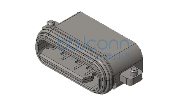 TYPE-C 6P 防水母座 L=5.70 沉板1.65 舌片外漏0.95 带柱 端子SMT IPX7