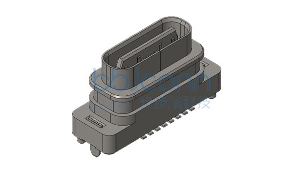 TYPE-C 16P 防水母座 直立式 两脚插 H=6.77 舌片外露0.03 带柱 端子SMT IPX8