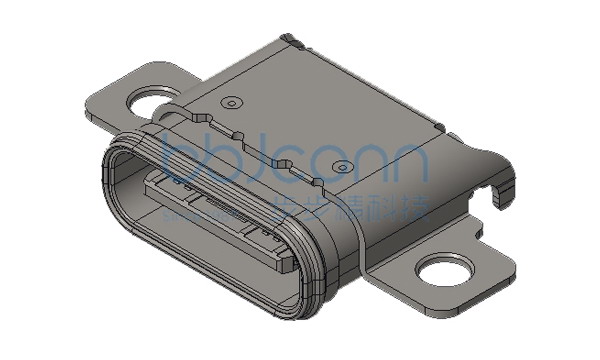 USB 3.1 TYPE-C 24P 防水母座 锁板式 双壳 端子双排SMT 沉板0.86 L=9.27 CH=0.70 IPX8 编带