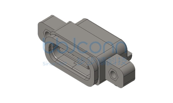 TYPE-C 6P 防水母座 L=8.70 CH=1.68 沉板0.80 带双耳螺丝孔 带柱 端子SMT IPX7 带防水圈
