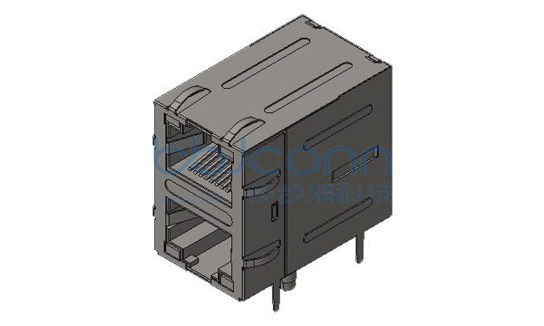 网络接口 RJ45 2x1 14P14C 90度 L=28.50 H=25.50 端子DIP 千兆滤波 带灯 左绿右黄 带弹