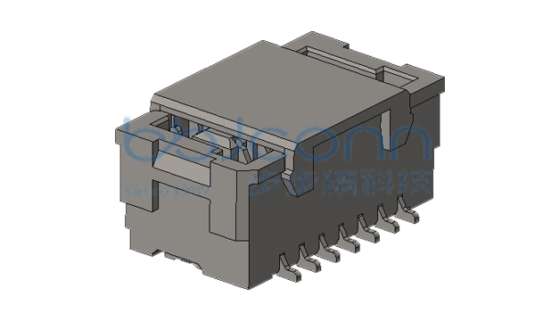 针座 SHLD1.0-2x7P B型 双排 立贴 带扣 4代 无柱 米黄色 加盖编带