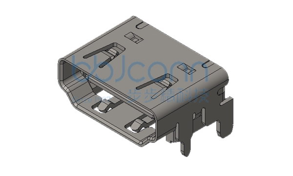 HDMI 19P A型 母座 L=11.60 板上四脚插 平口 铁壳镀镍 无凸点 端子SMT (协会版)