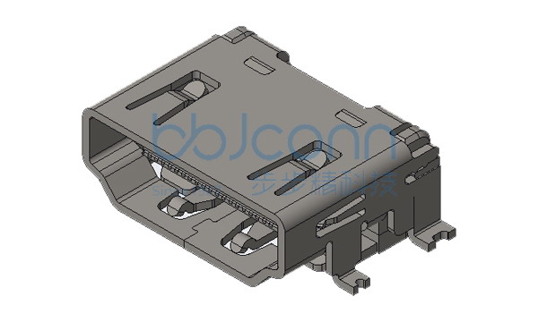 HDMI 19P 母座 四脚贴片 带柱1.0 柱高0.80 L=11.55 H=6.28 端子SMT 平口 铁壳 (IAF05-19626-S127R-M57)