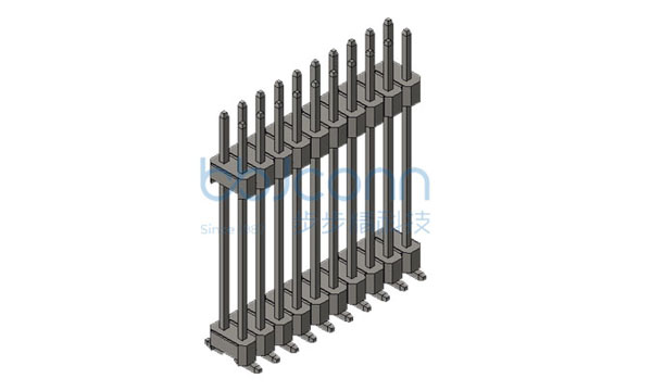 排针 2.54PH 塑高2.5 双塑 2x10P PA6.0 PB23.65 PC7.5 SMT 带柱
