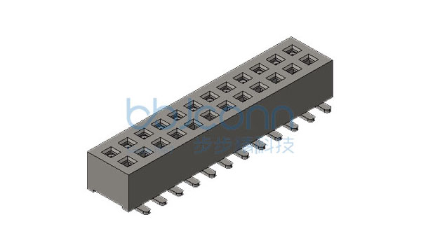 排母 1.0FH H2.0 2x12P SMT 带柱 W3.8 PB2.30 PA6T 加盖编带
