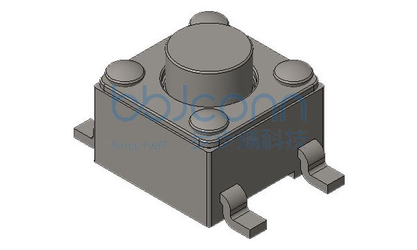 轻触开关 4.5x4.5x3.8 四脚贴片 不锈钢弹片 6.8脚距 260gf 编带