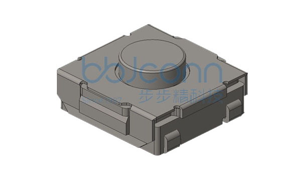 轻触开关 6.2x6.2x3.5 U型(包脚) 蓝色硅胶按钮 500gf 10万次