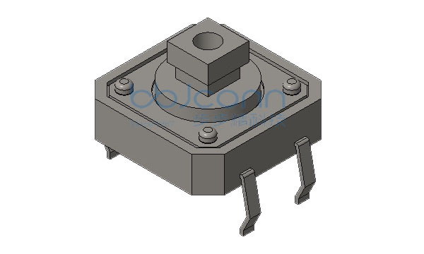 轻触开关 12x12x7.3 方头 黄柄 四脚弯插 160gf 袋装