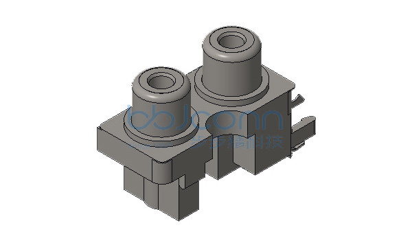 AV插座 AV2-8.4-13D 两孔 三脚插 红白色圈 PBT黑胶耐高温料基座