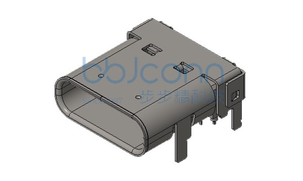 U4 40G速率 TYPE-C 母座 24P 板上四脚插脚长1.60 双壳内壳带弹 DIP+SMT L=10.00 CH1.75  带柱 编带