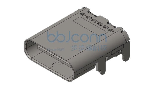 TYPE-C 16P 板上四脚插 带柱 端子SMT 无弹片 L=10.0 CH=1.68 编带