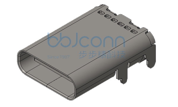TYPE-C 16P 板上四脚插 带柱 端子SMT 无弹片 L=12.20 CH=1.68 编带
