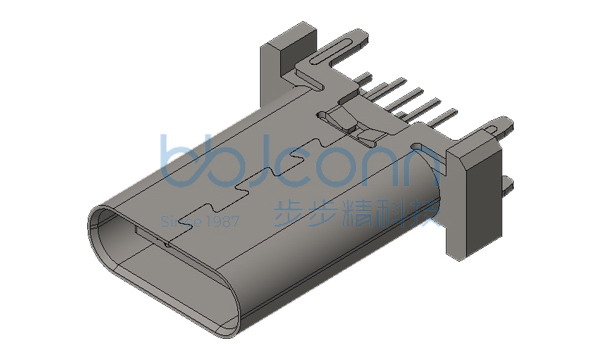 TYPE-C 16P 母座 直立式 四脚插 端子DIP H=13.70 PA9T紫胶 编带