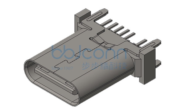 TYPE-C 14P 母座 直立式 H=11.0 外壳无弹 四脚插 端子DIP (C款) 编带