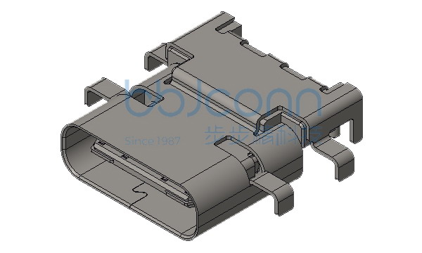 TYPE-C 24P 母座 L=10.30 CH=0.40 沉板1.98 六脚插 带柱 端子DIP+SMT