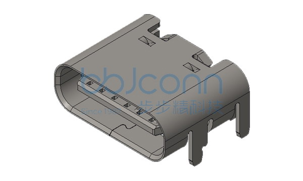 TYPE-C 4P 母座 板上四脚贴 L=6.8 端子SMT 带中夹片