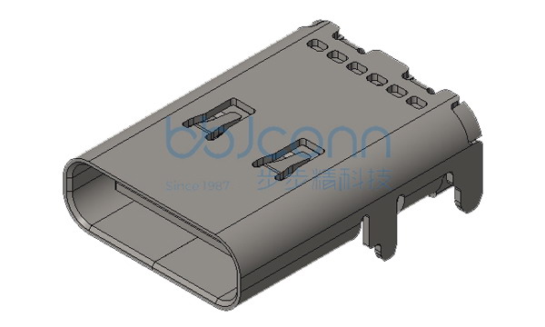 TYPE-C 16P 板上四脚插 带柱 端子SMT 外壳带弹片 L=12.20 CH=1.68 编带