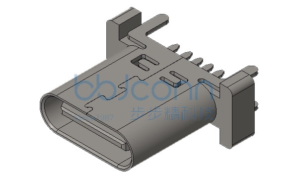 TYPE-C 6P 母座 直立式 四脚插 端子DIP 高导铜C7025 H=10.0 定制款 盒装