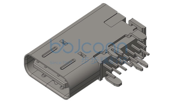TYPE-C 14PIN 母座 侧插 L=14.75 CH=4.53 端子DIP 端子脚长1.50 PA9T白胶