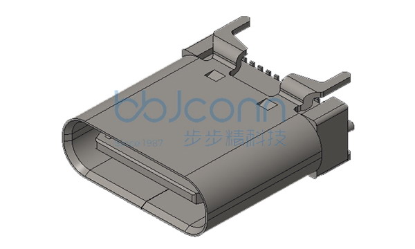 TYPE-C 24P 母座 直立式 四脚插 脚距6.2 端子SMT 带柱 不锈钢外壳 H=9.0 编带