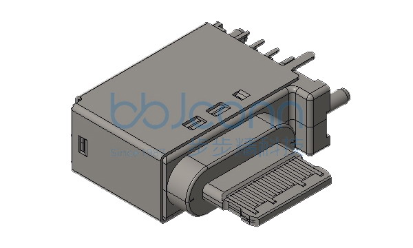 TYPE-C 16P 母座 L=10.10 CH=7.33 舌片外漏4.45 垫高2.72 侧插 带柱 端子DIP